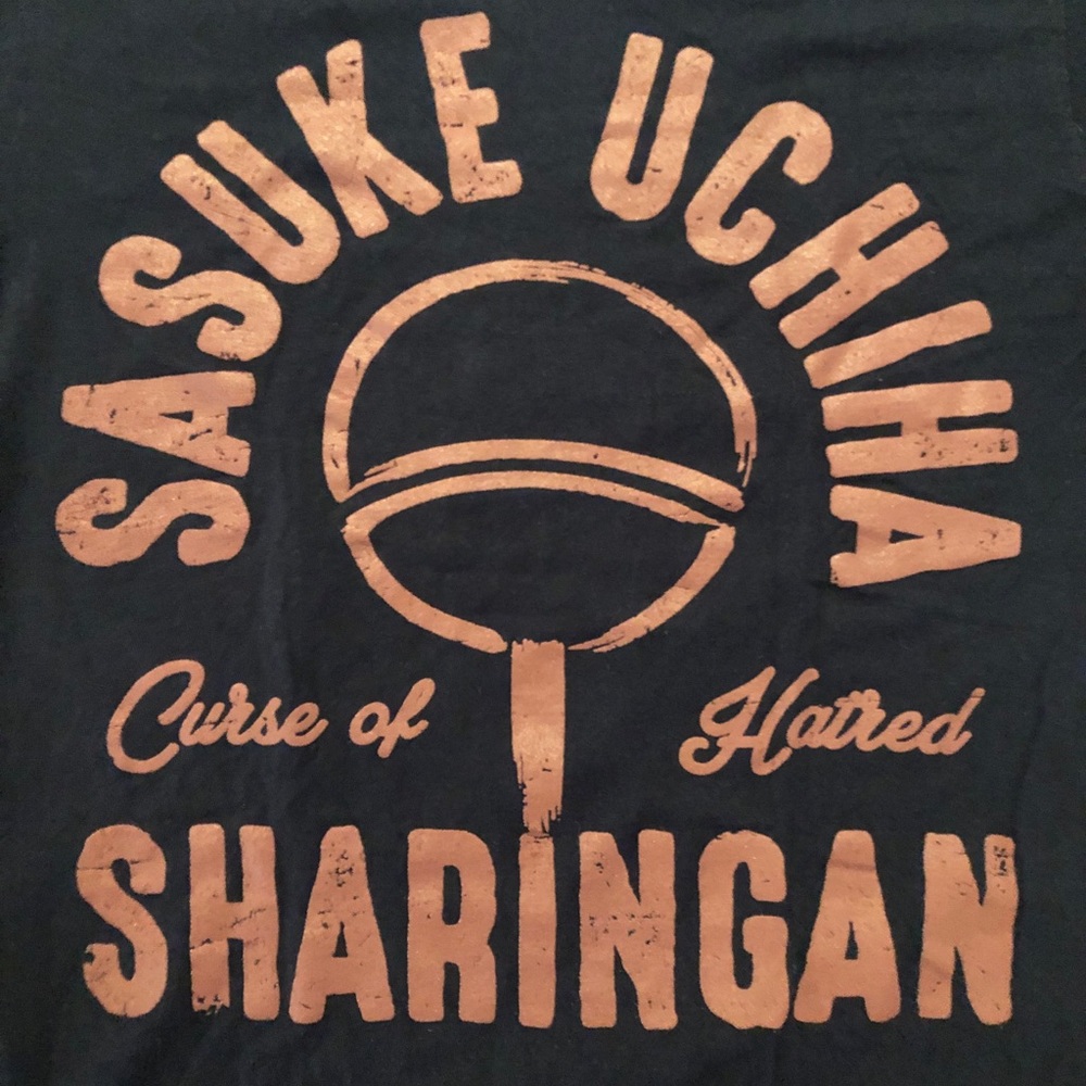 Naruto Shippuden Sasuke Uchiha Sharingan Curse Of Hatred T-Shirt Men's Small